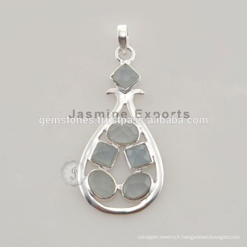 Bijoux pendentif bezel en pierres précieuses en argent sterling à la main 925 Sterling Silver